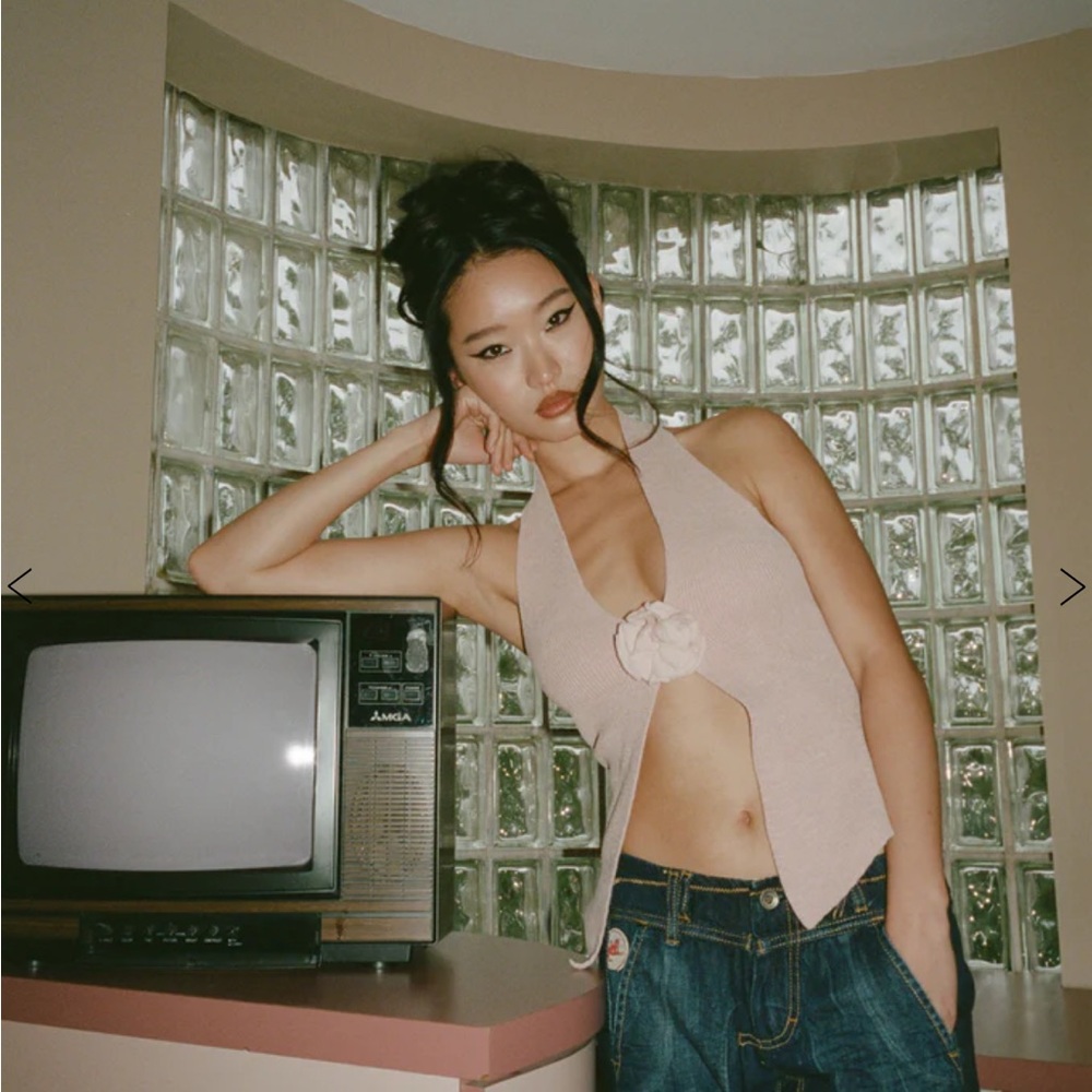 With Jean Rose Halter Top XS